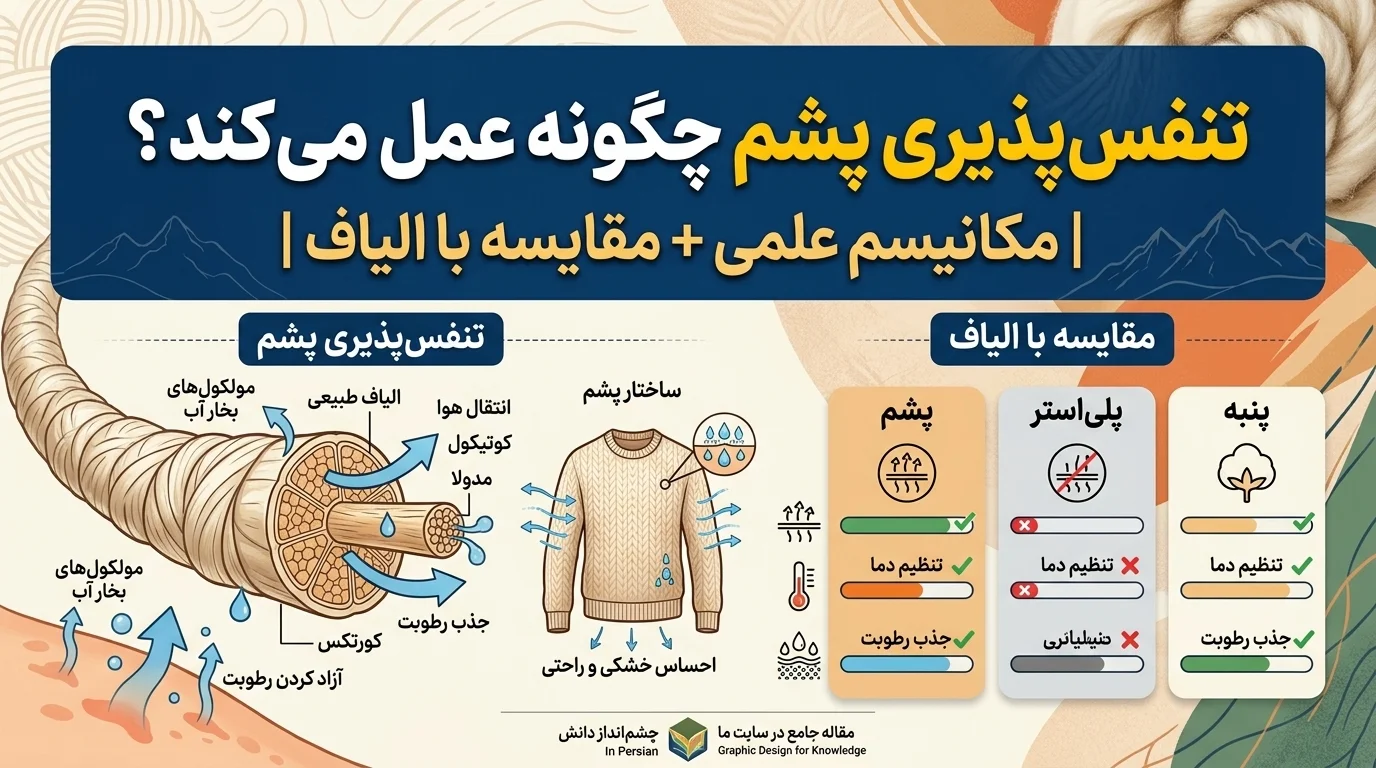 تنفس‌پذیری پشم چگونه عمل می‌کند؟ | مکانیسم علمی + مقایسه با الیاف