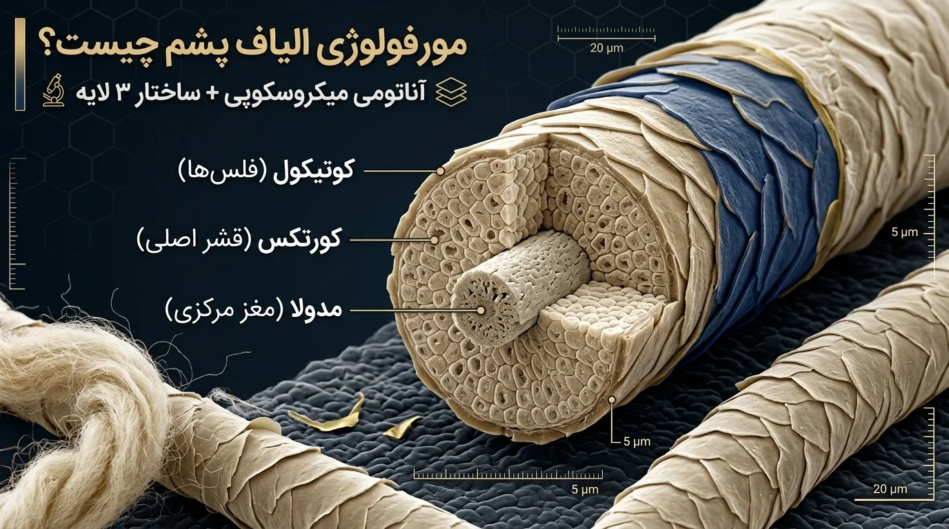 مورفولوژی الیاف پشم چیست؟ | آناتومی میکروسکوپی + ساختار ۳ لایه
